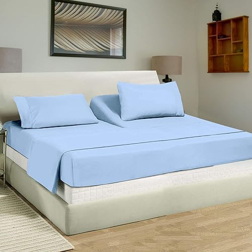Miniatura 44 de Juego de sábanas tamaño King, juego de 4 piezas, sábanas de lujo para hotel, bolsillos profundos, fácil ajuste, transpirables y refrescantes