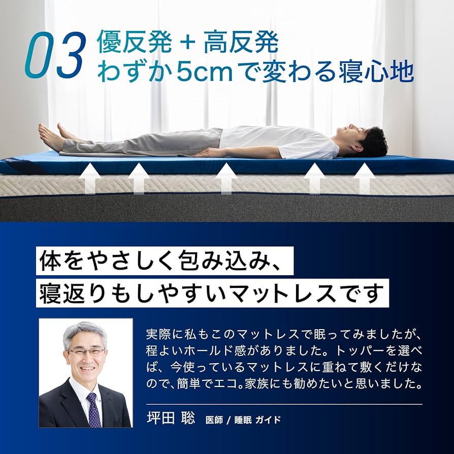 Amazon｜エムリリー 優反発 マットレス ダブル 高反発 トッパー 厚さ