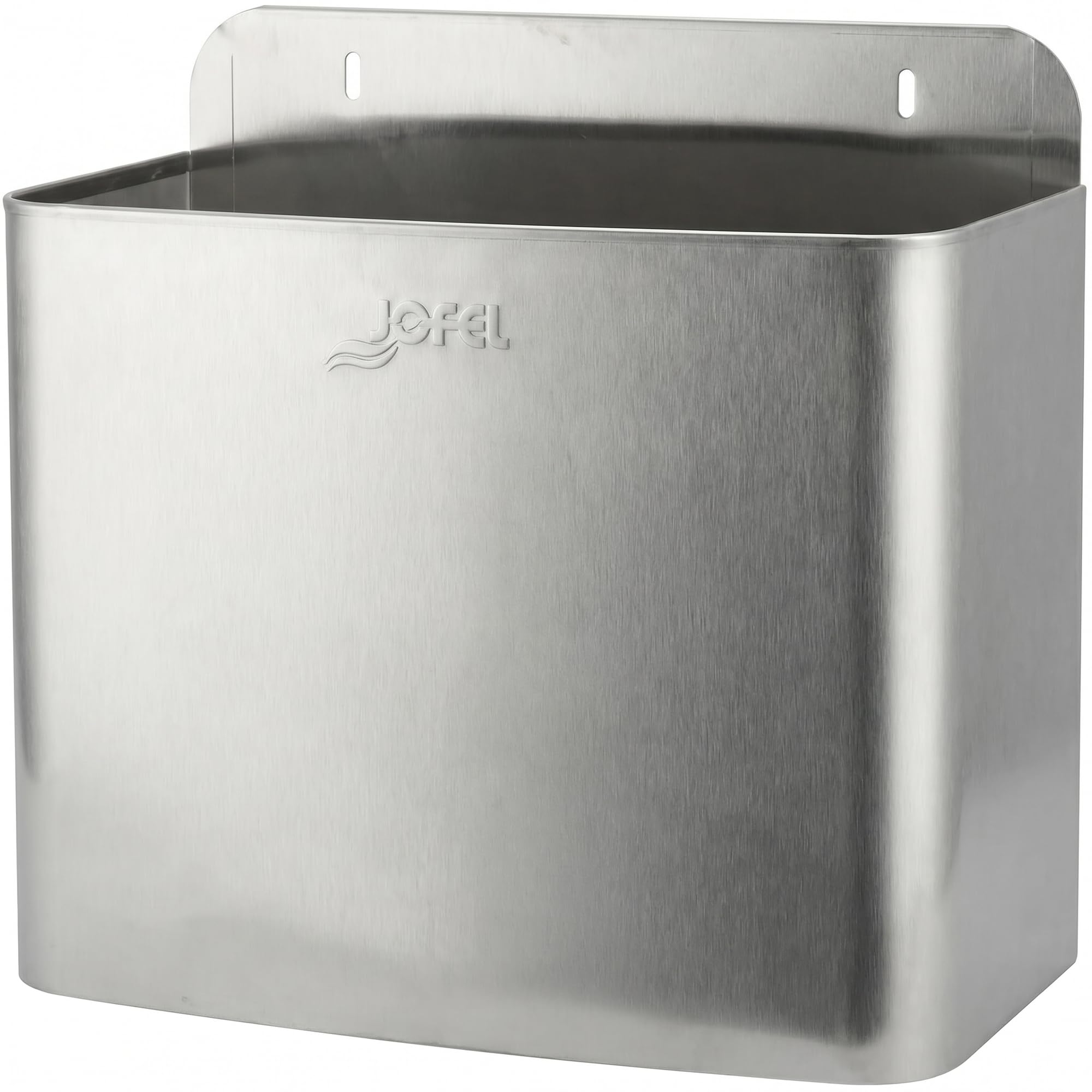 Jofel Wandabfallbehälter Edelstahl 10L - Kompakter Wandmülleimer für Gewerbe, Gastronomie & Krankenhäuser - Abnehmbarer Abfalleimer zur leichten Reinigung, Satiniert, 280x325x130 mm