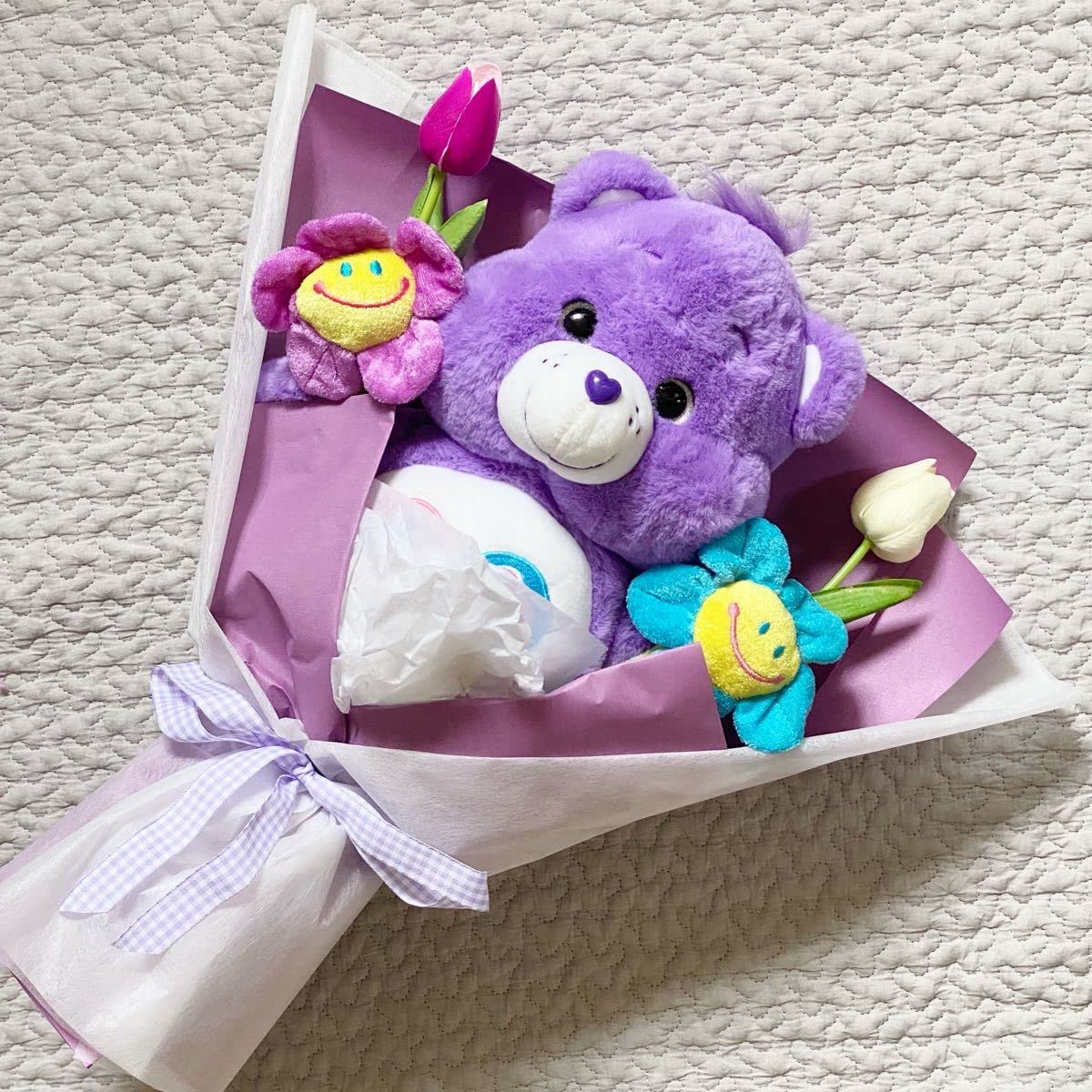 Amazon.co.jp: 韓国発ぬいぐるみ花束ケアベアパープル : おもちゃ