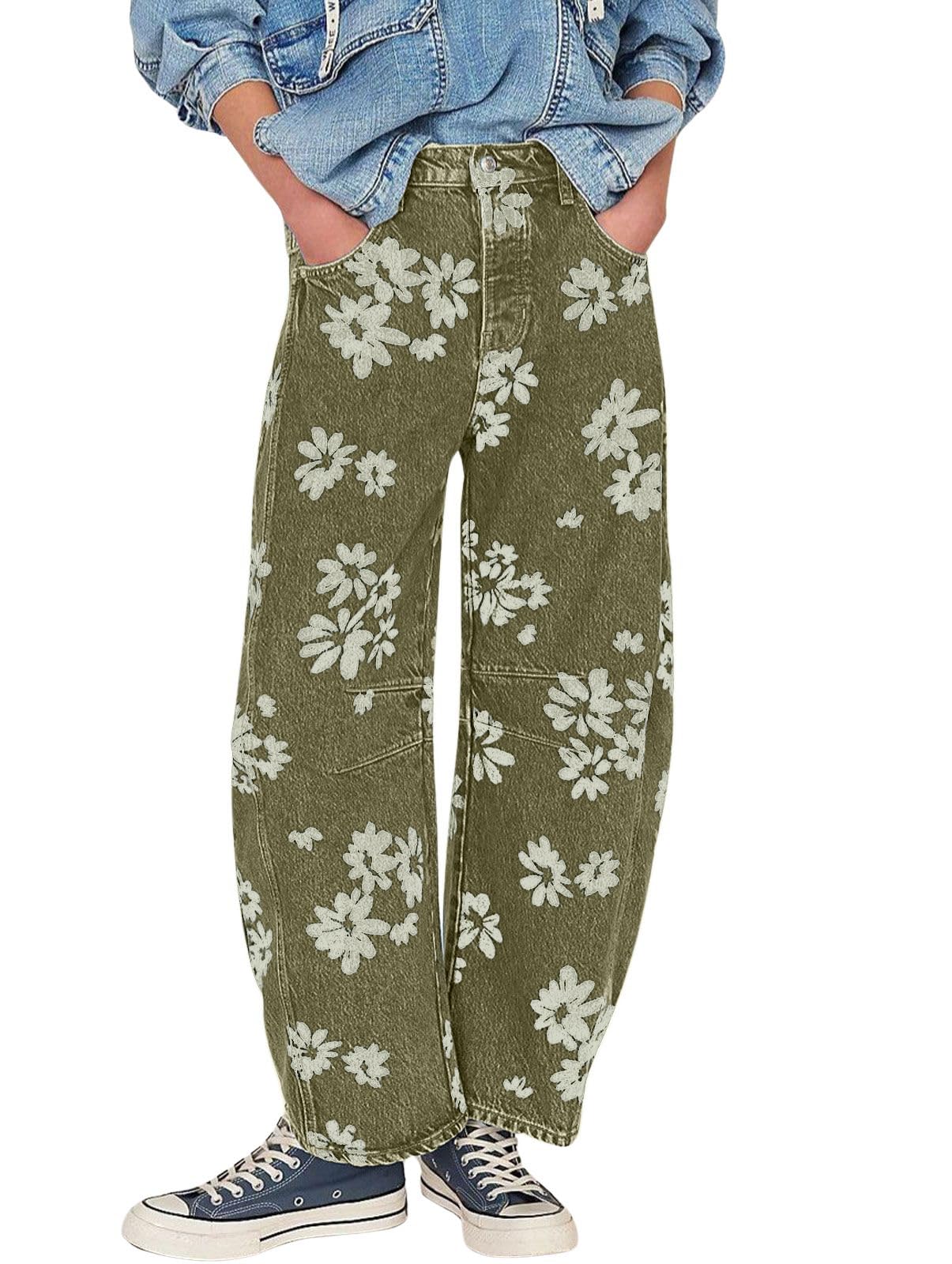 loveimgs Women Y2k Distressed Barrel Jeans