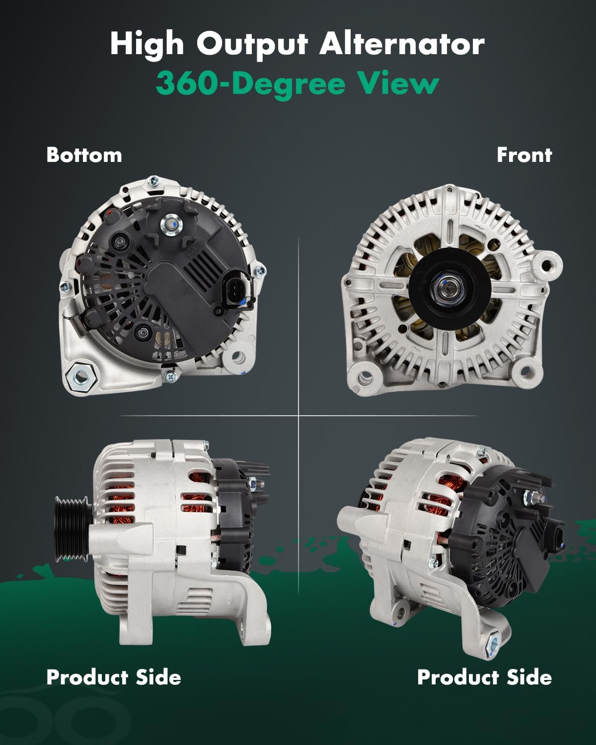 SCITOO Alternator Fits for BMW 335i 2009-2010 3.0L, 335d 2009-2011 3.0L, M5 2006-2010 5.0L, M6 2006-2010 5.0L - 12V 170Amp CW 6-Groove Pulley, Replace OE 23319 12318517261 12317802929 TG17C010B