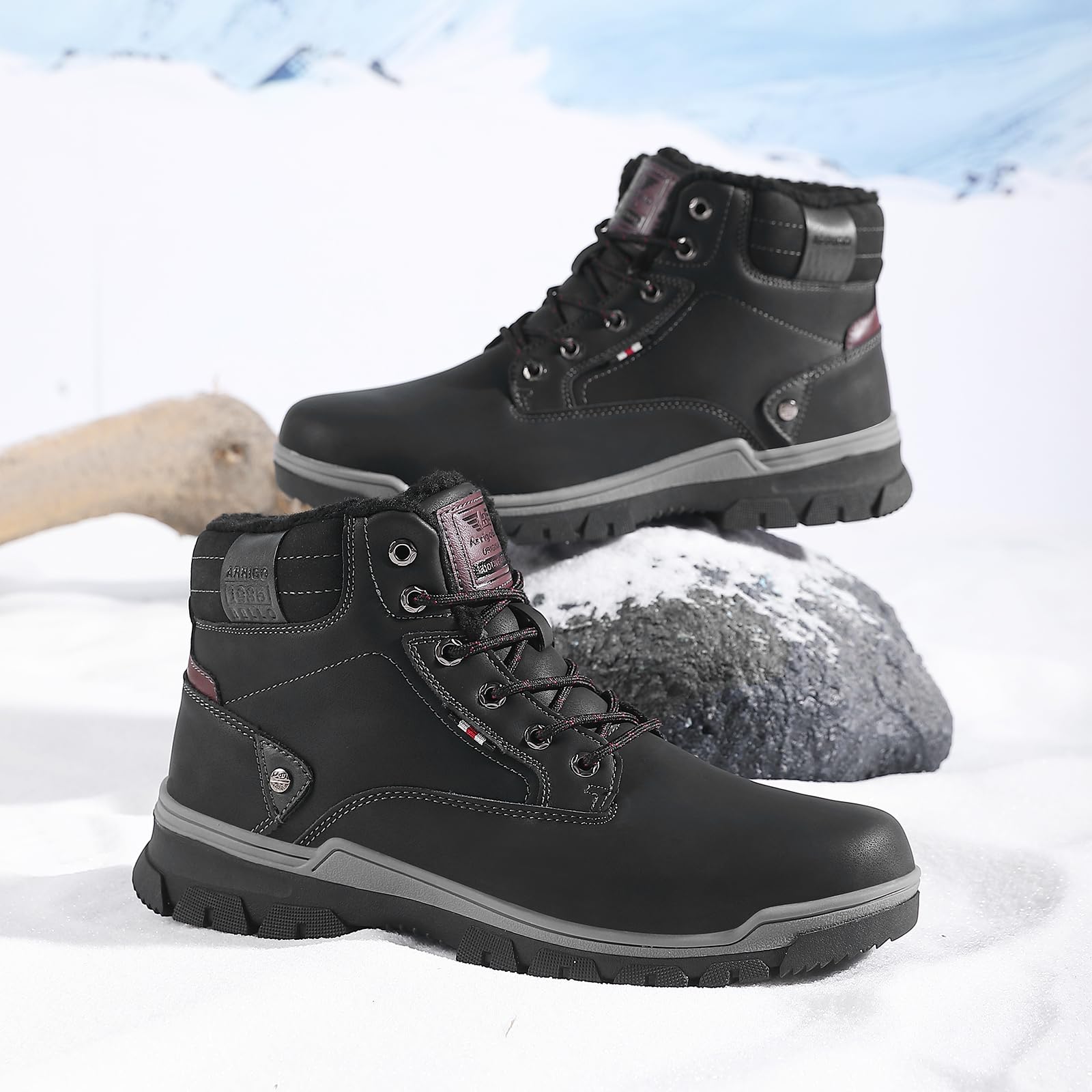 ARRIGO BELLO Stivali Uomo Invernali Scarpe Inverno Calda Foderato Montagna Antiscivolo Trekking Boots Scarponcini Neve Taglia 41-46EU