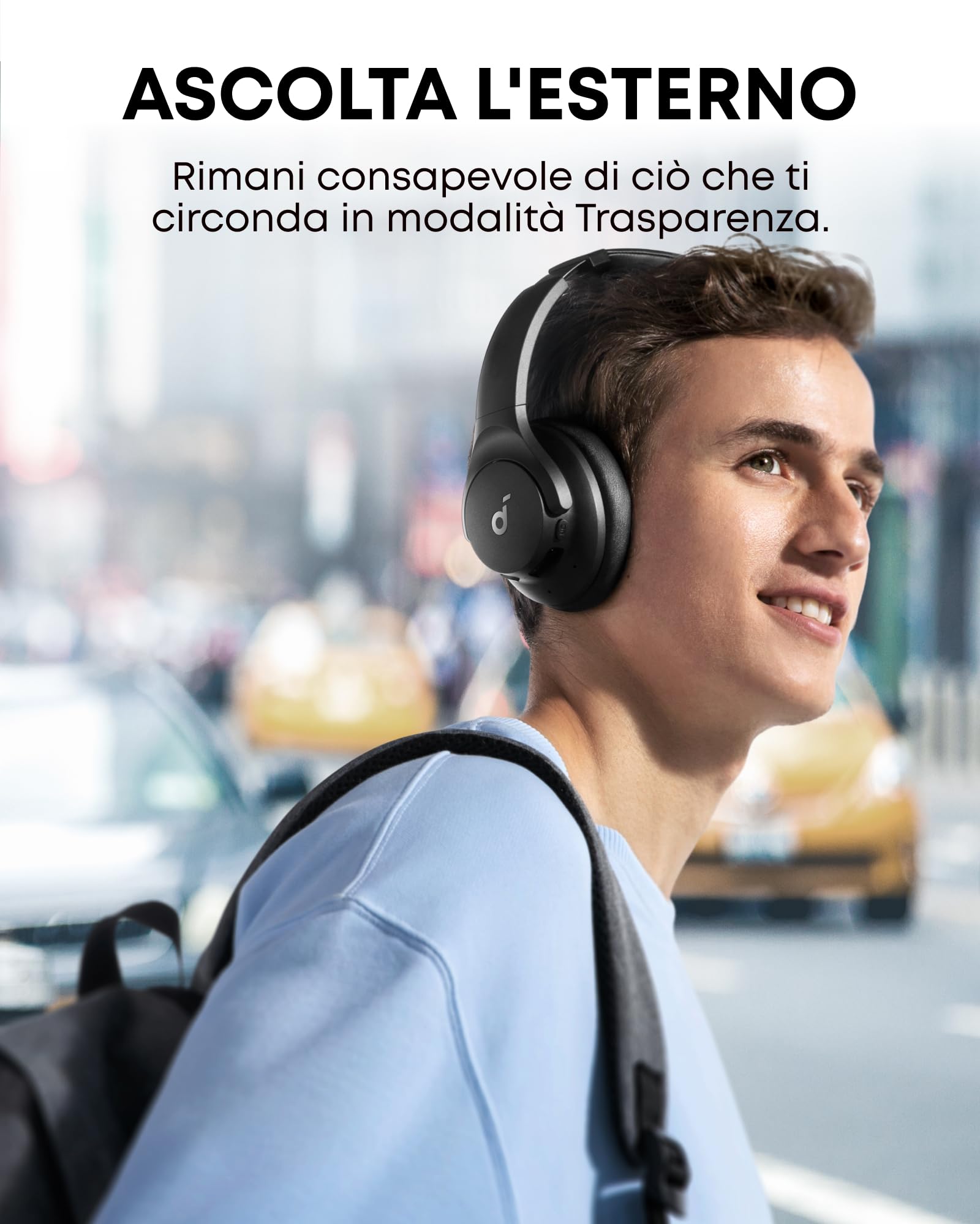 soundcore by Anker Q20i - Cuffie wireless Bluetooth over-ear con cancellazione ibrida attiva del rumore, 40 ore di riproduzione in modalità ANC, personalizzazione tramite app (nero)(ricondizionato)