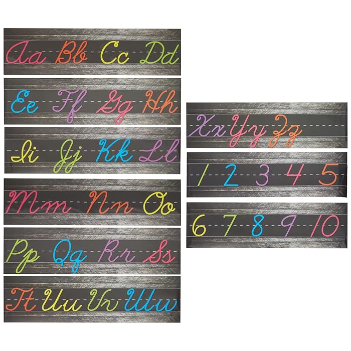 Buy Cursive Alphabet Wall Strip, Numbers Bulletin Board Borders for
