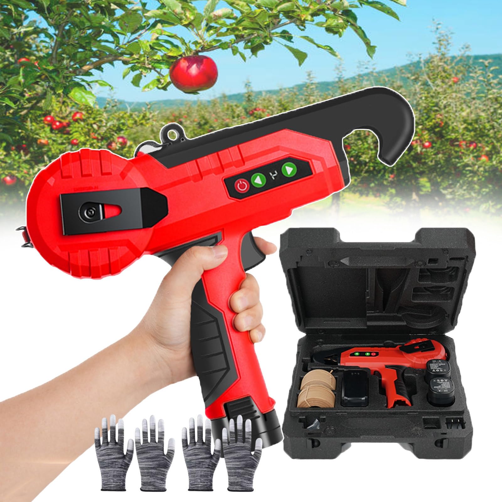 Herramienta De Mano para Atar Ramas De Jardín, Herramienta Eléctrica para Atar Viñas, Máquina Eléctrica para Atar Plantas con Pantalla Led, Máquina para Atar Ramas De Uvas, Higueras