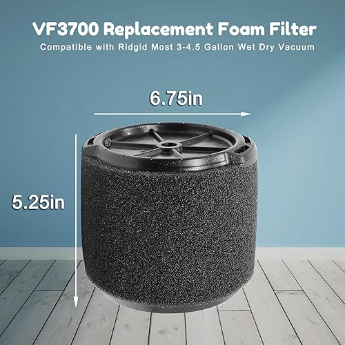 Miniatura 9 de Paquete de 2 filtros VF3500 compatibles con aspiradora Ridgid de 3 a 4.5 galones, filtro fino de 3 capas para Ridgid WD3050, WD4080, WD4522, 4000RV,