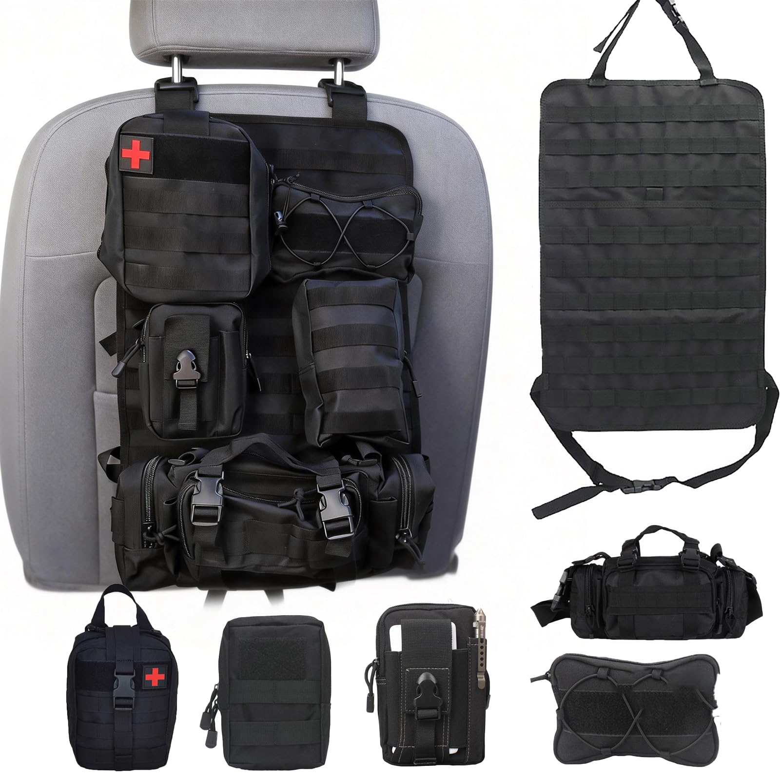Organizer Tattico Per Sedile Posteriore Auto - Set 6 Pezzi Con 5 Tasche