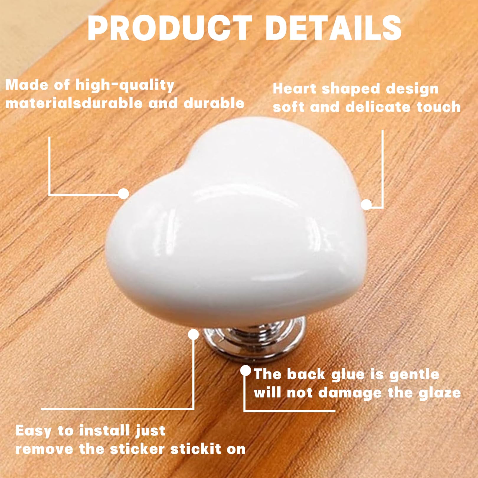 4 Pcs Toilet Flush Button, Design Love Heart Shaped Toilet Tank Button - Image 3