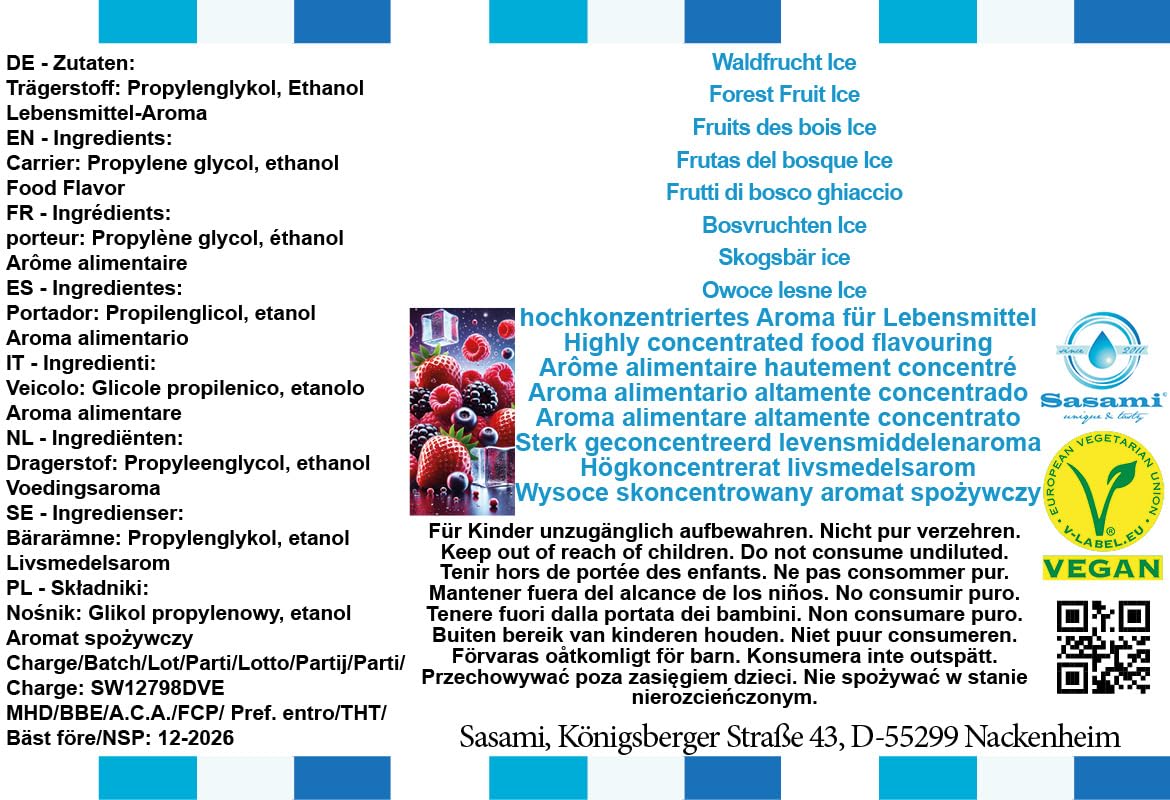 Owoce leśne Ice aromat koncentrat – Wegański – Sasami – 100ml