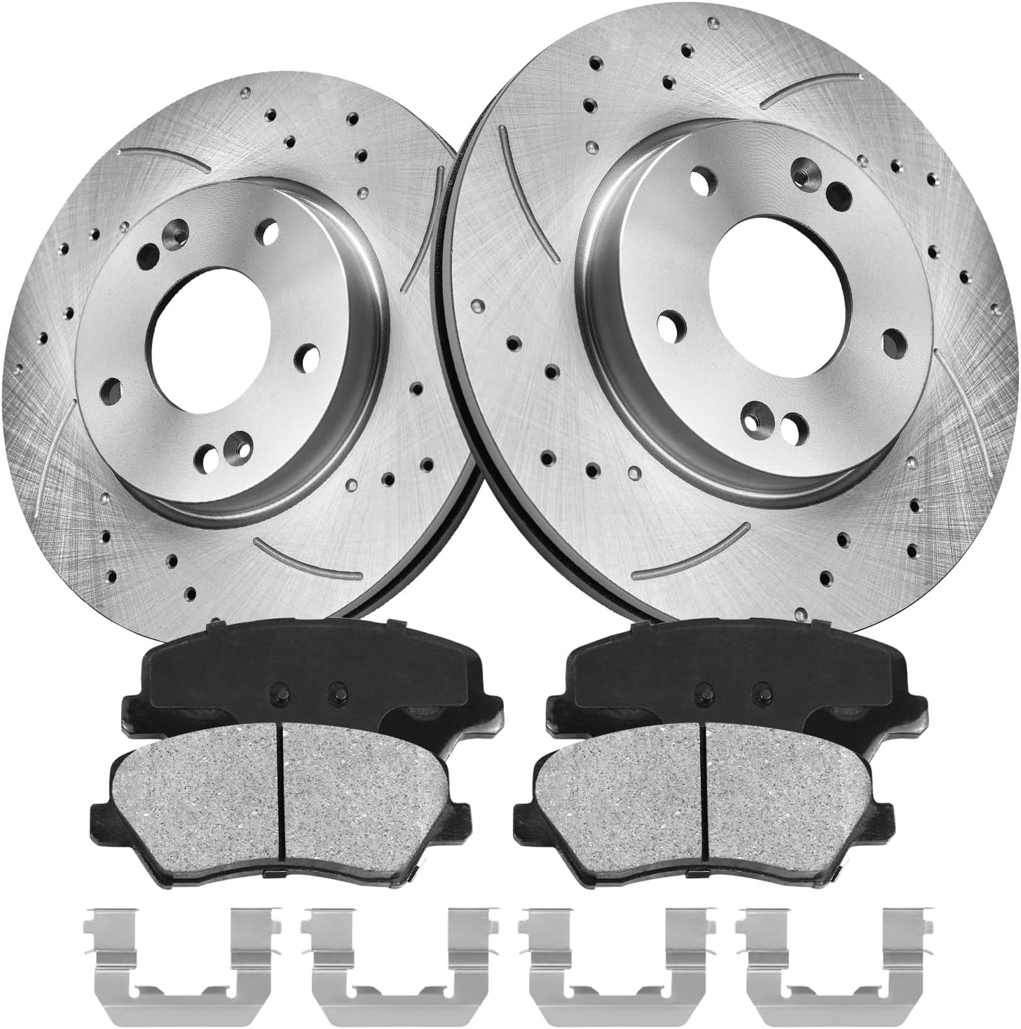 Anpulsero Front Brakes Pads and Drilled Slotted Rotors Kit Compatible with 2011-2016 Hyundai Elantra, 2014-2018 Kia Forte, 2012-2017&2019-2021 for veloster|Automotive Replacement Brake Rotor Kit 2011-2016 Elantra;2014-2016 Forte(Front