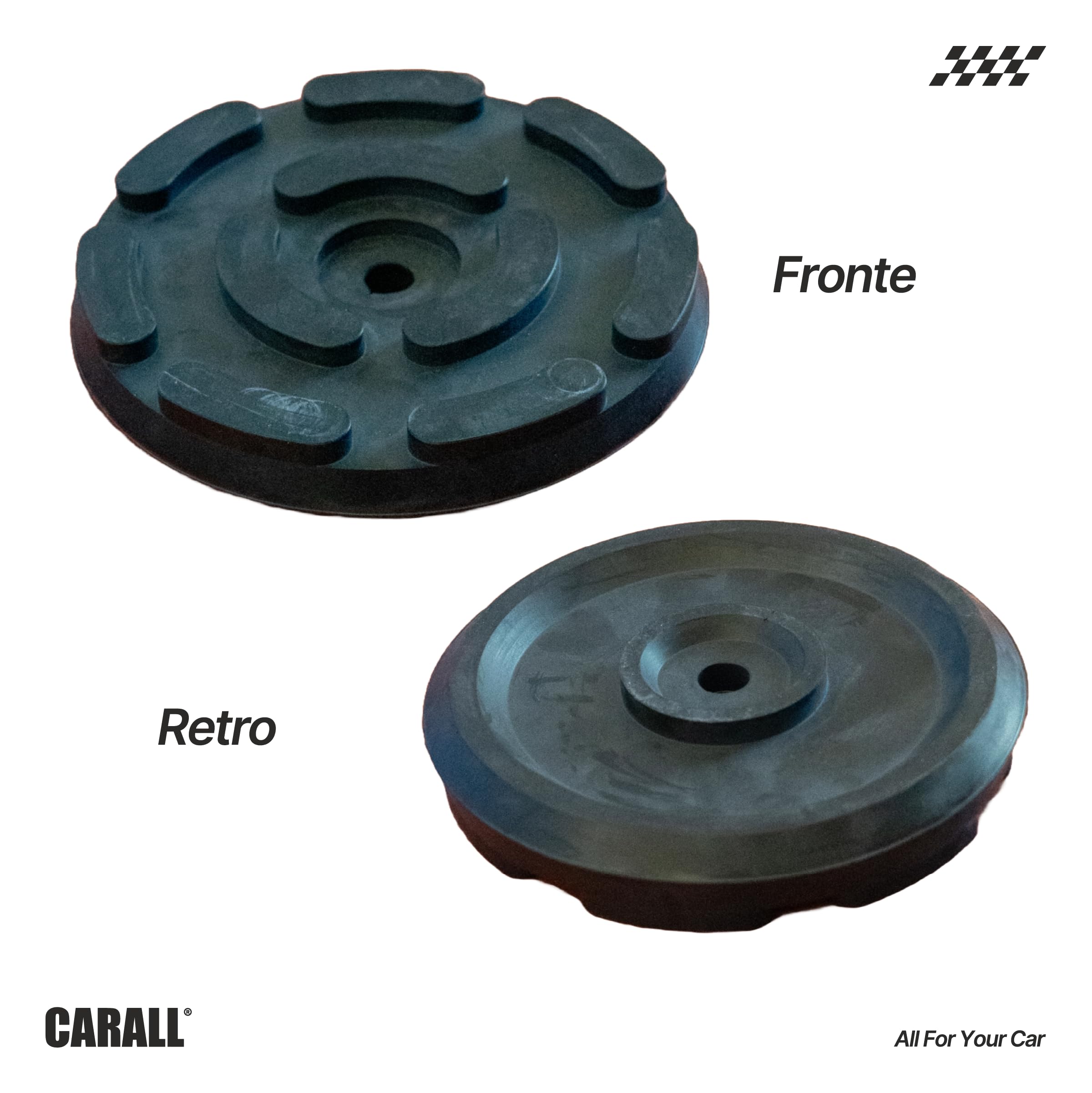 A2ZWORLD 4 almohadillas de goma redondas para puentes elevadores, diámetro 145 mm, grosor 25 mm, con orificio y bisel
