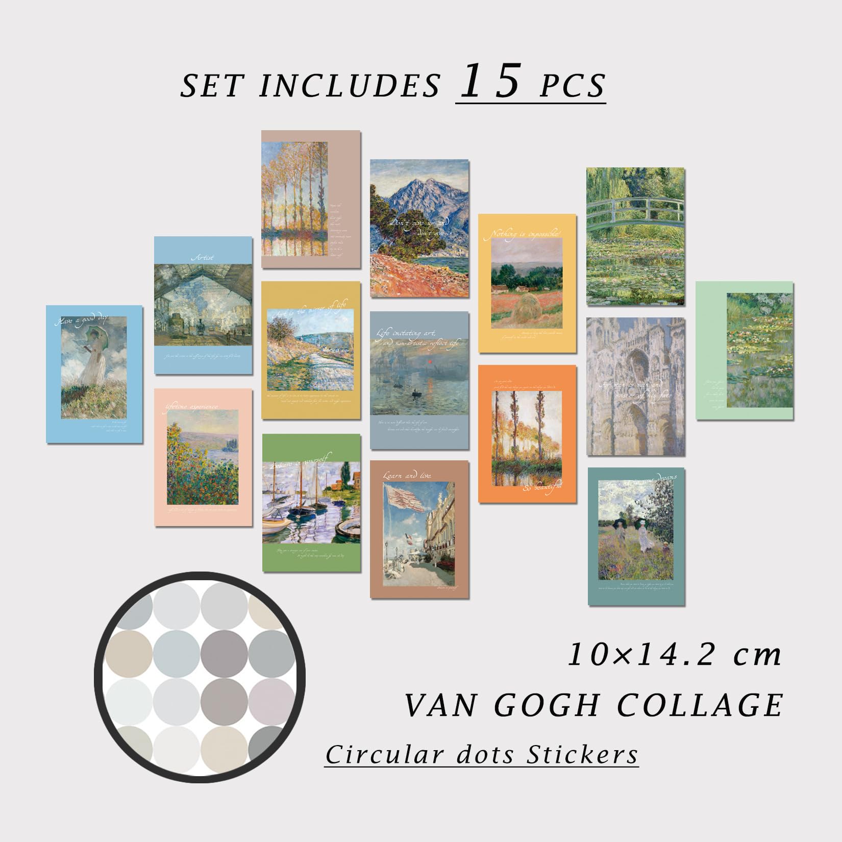 Monet Wall Art Collage Kit Posters for Room (15 Pcs 10x14 cm) Abstract Landscape Paintings - Image 4