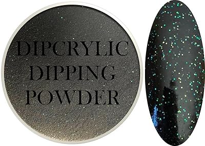 SHEBA NAILS Dipcrylic Glitter Dip Dipping Powder SPARKLING NEON BLACK - 1oz Jar