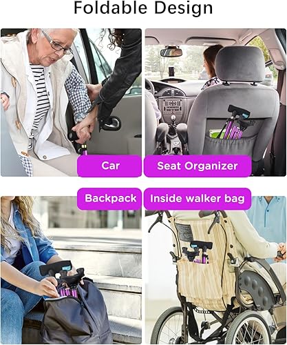 Miniatura 5 de Quad Canes for Women, Folding Walking Cane for Stability Suitable for 5.4FT-6.3FT, Adjustable Self Standing Cane with Pad for Men and Seniors Balance