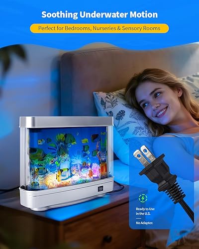 Miniatura 2 de Lámpara de pecera falsa  Frutiger Aero Decor pecera artificial con peces en movimiento  Luz de acuario falsa relajante y luz nocturna enchufable