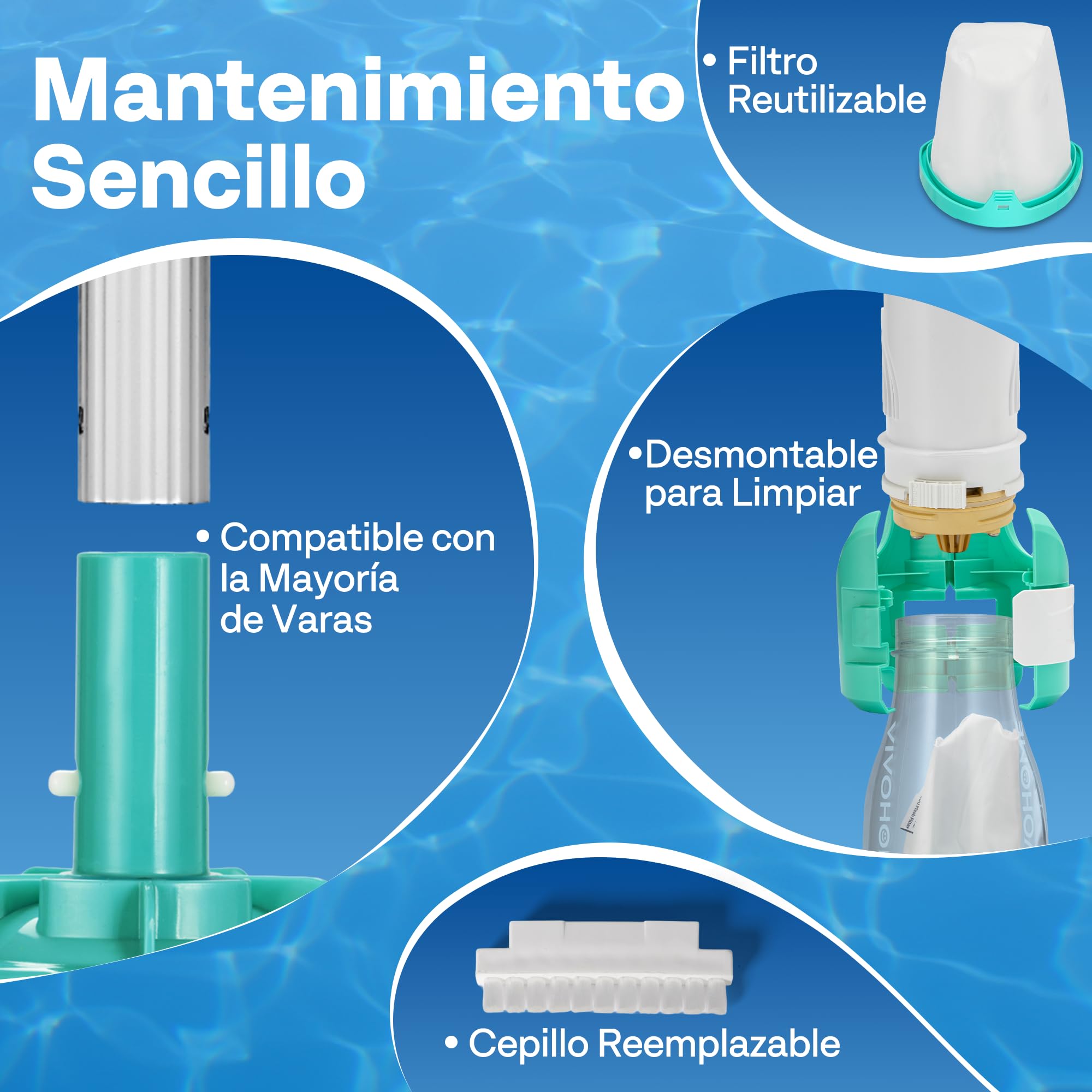 VIVOHOME 250cm Aspirador de Piscina Inalámbrica con Succión Fuerte de 4300LPH, Limpiafondos Piscina Autonomía de 75 Minutos para Piscinas Spas y Jacuzzis