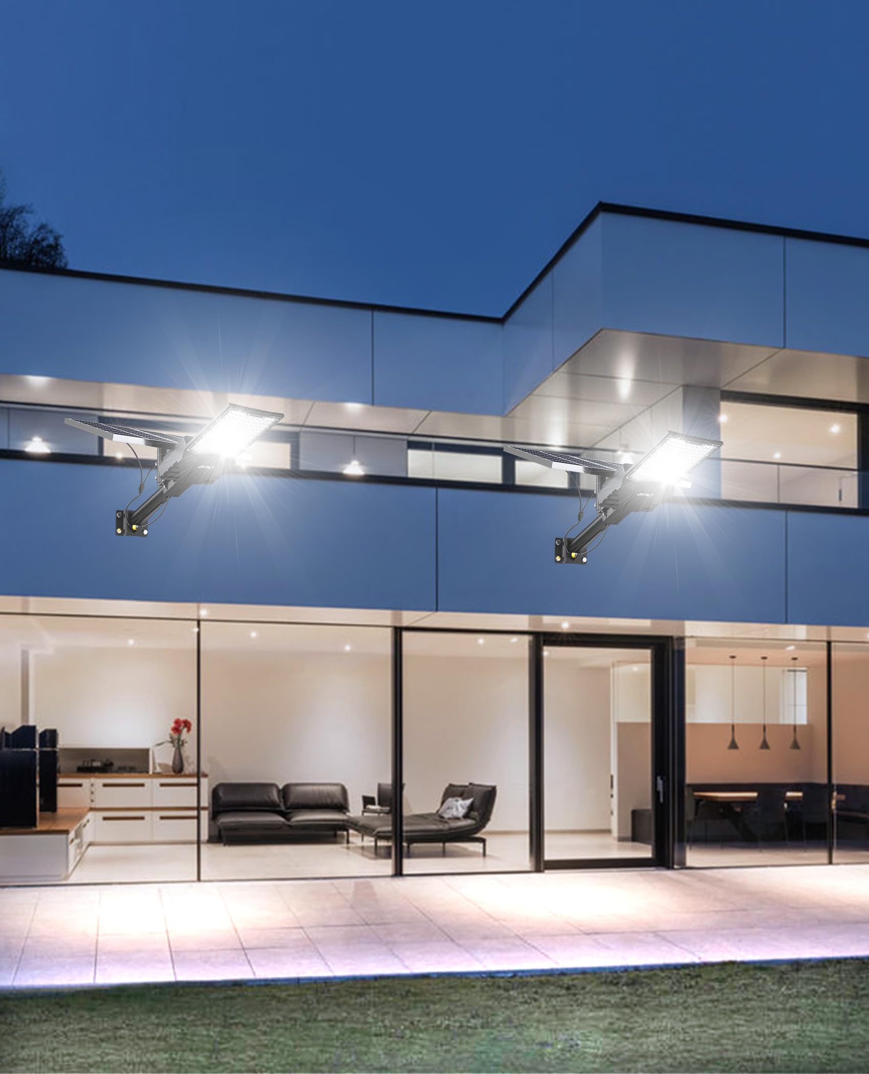 JAYNLT X-18000W Farolas Solares Exterior, 6500K Farola Solar Potente con Control Remoto, IP67 Impermeables Foco Solar Exterior, Luz de Seguridad para Patio, Terraza, GarageX-