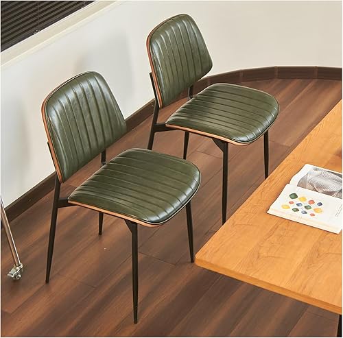 Juego de 2 sillas de comedor modernas de mediados de siglo, sillas retro con asientorespaldo tapizado de piel sintética y patas y protectores de