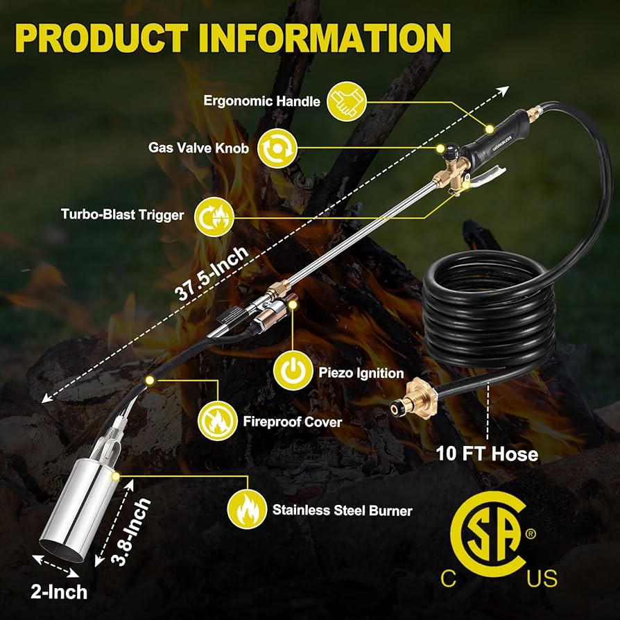 DEVISE WORKS × WHAT WE WANT× burn freely WorkBless Propane Torch Weed Burner, Weed Torch with 10FT Hose