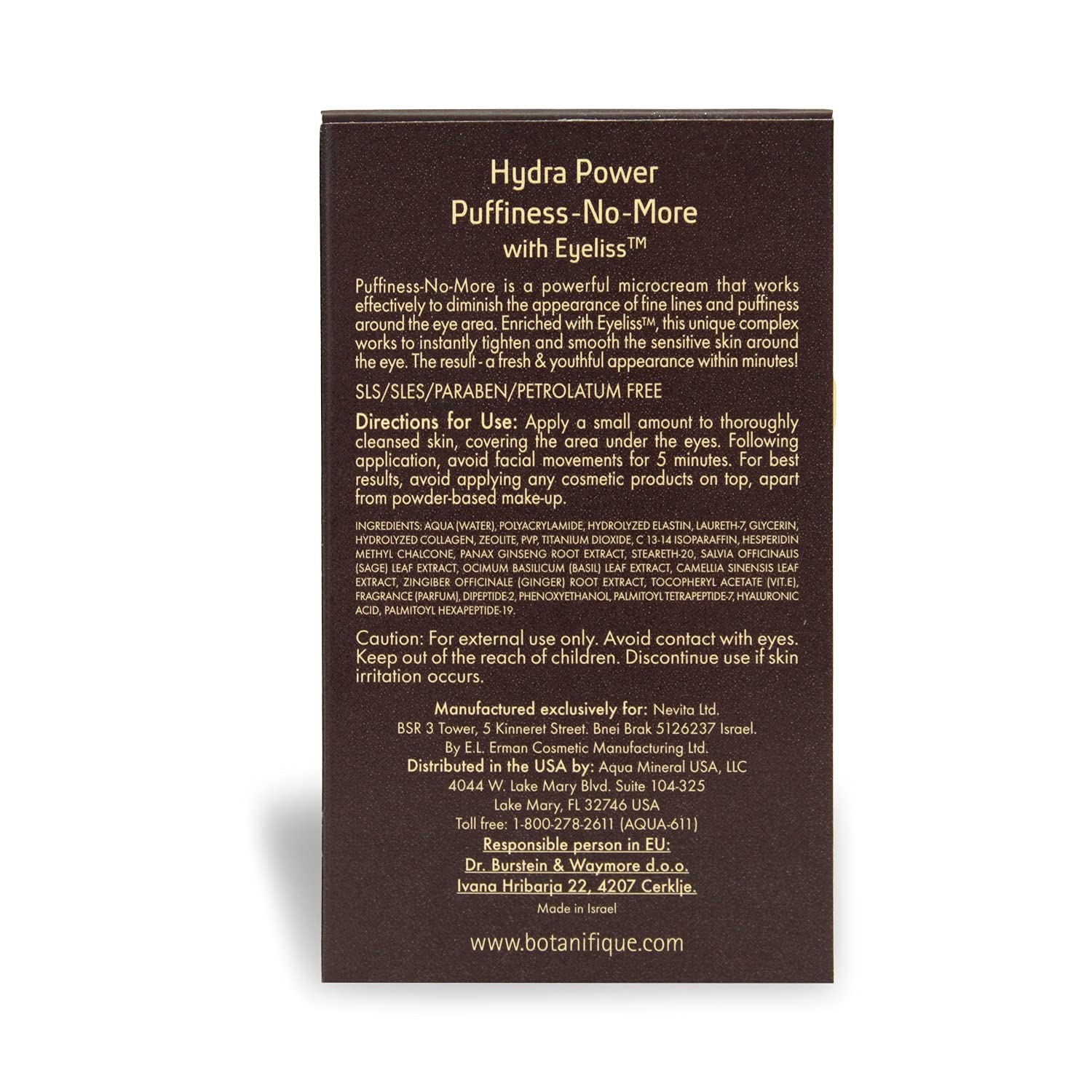 Botanifique Hydra Power Puffiness-No-More, Eye Cream for Lines