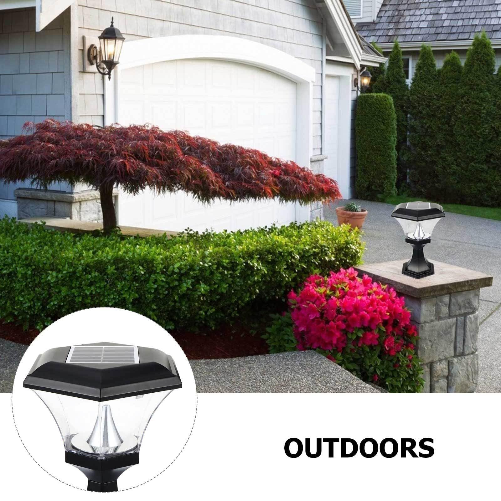 STOBAZA Farolas Solares Exterior de Jardín Control Inteligente de Luz, Diseño Simple en Plástico Negro, Luces de Pilar de Patio Resistentes al Agua y Ahorro Energético