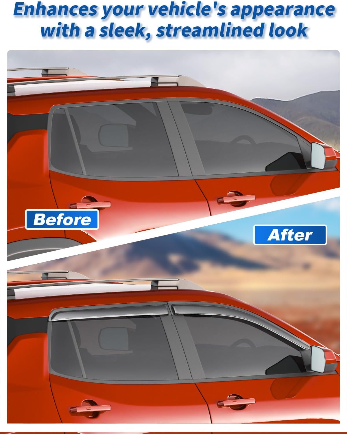 Tape-on Rain Guards Fit for Chevrolet (Chevy) Equinox 2025 2026 Extra-Thick Window Rain Guard Window Deflectors Window Vent Visors Vent Shades Exterior Car Accessories-4PCS