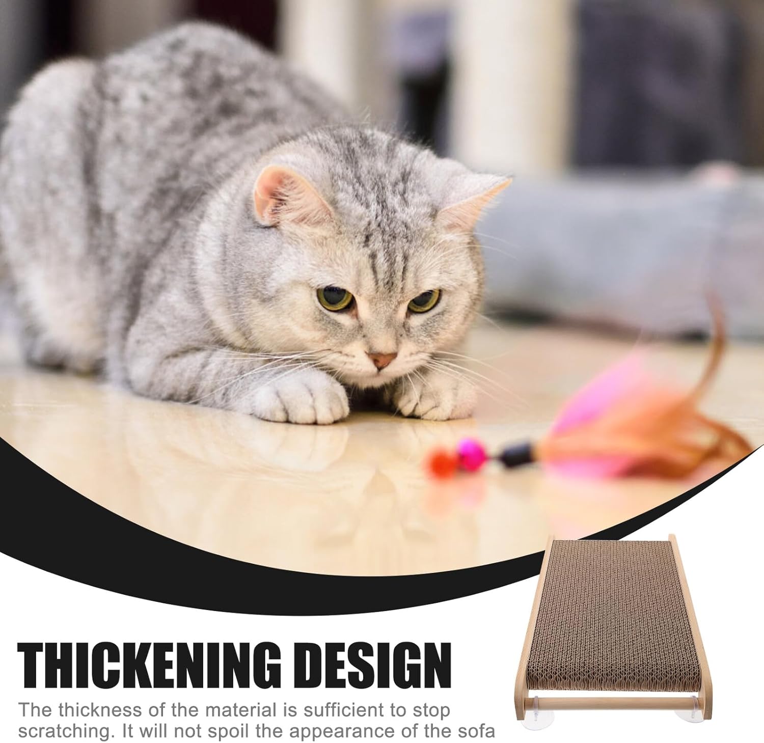 Large Cat Scratching Board and Corrugated Paper Cat House with Frame for Furniture Protection