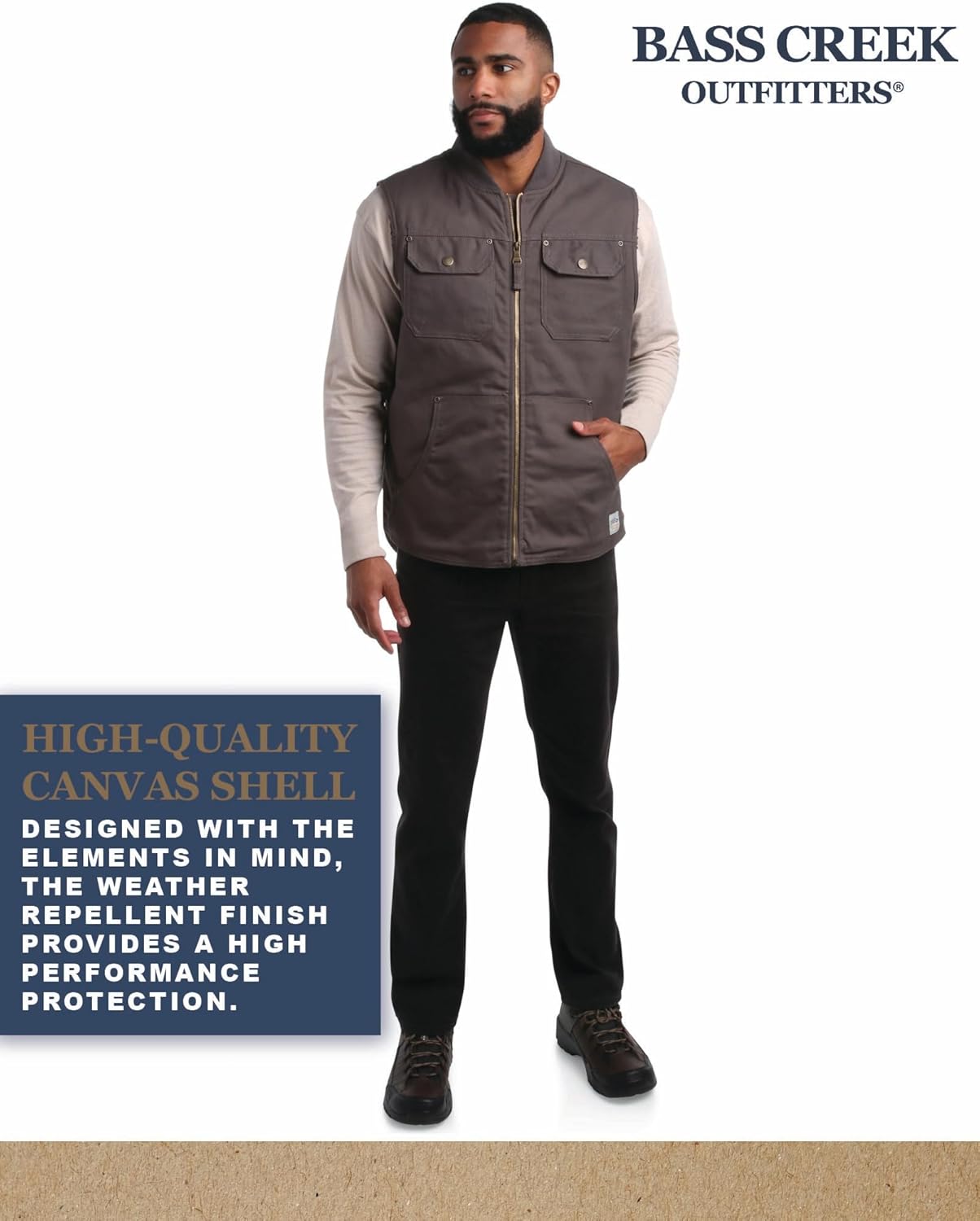 Bass Creek Outfitters Mens Duck Vest - Heavyweight Canvas Sherpa Lined Work Vest for Men - Insulated Mens Vests Outerwear - Image 6