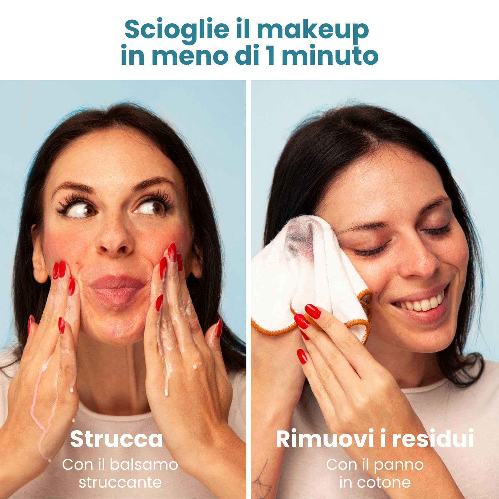 Enooso - Burro Struccante Viso e Occhi Waterproof, Sollievo Immediato e Antiossidante, Balsamo Struccante Solido Idratante con Bakuchiol, Vitamina E, Olio di Moringa e Cocco, Pelli Sensibili, 50g