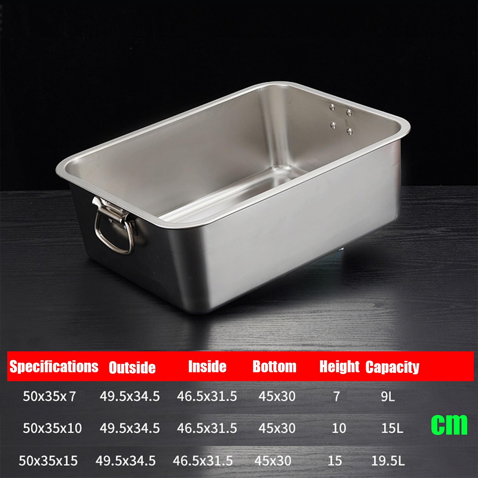 Commerciale Bacinella Gastronorm Acciaio Inox,Contenitore Gastronorm Lavabile in Lavastoviglie,Rettangolo Buffet Vaschetta,50 * 35cm,7cm