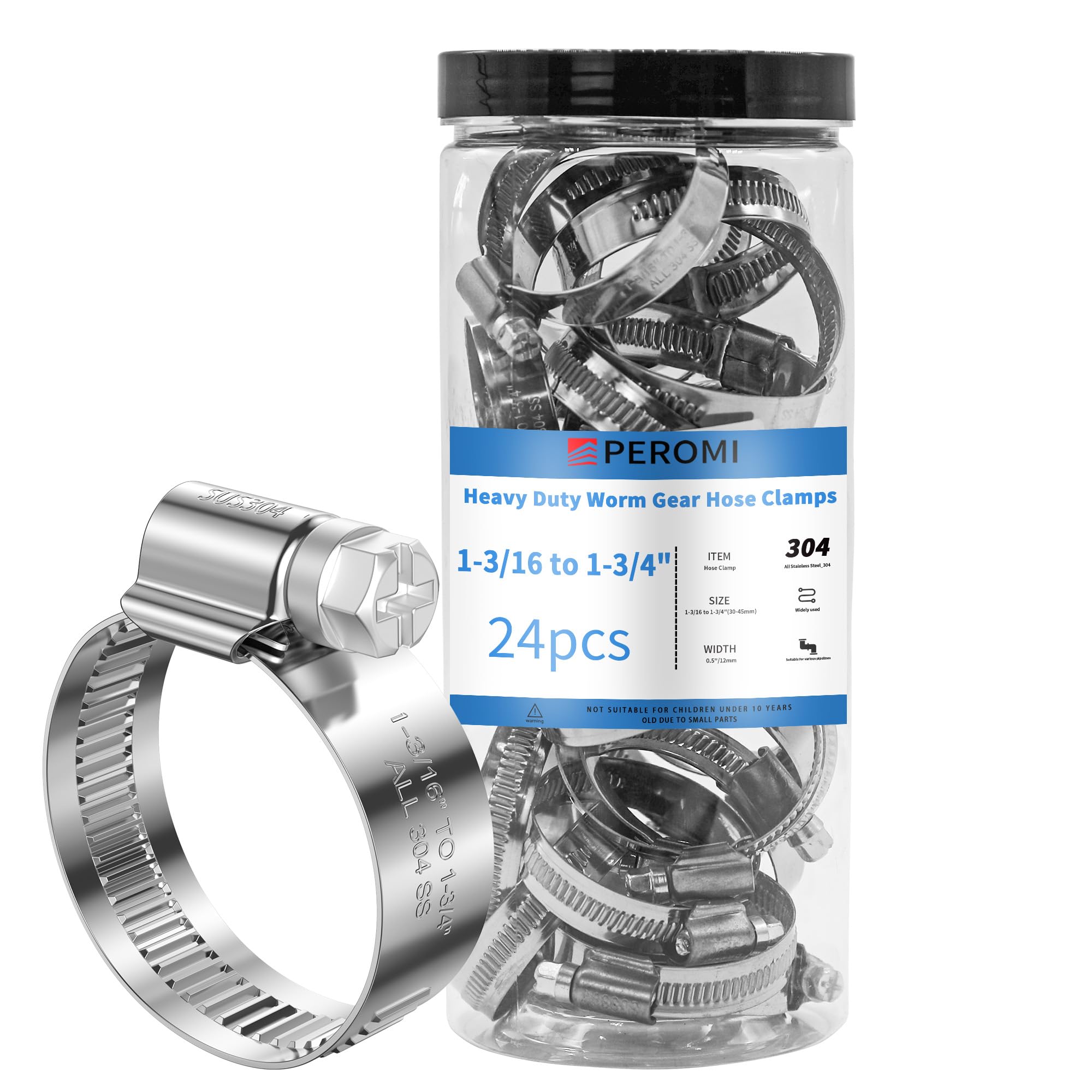 PEROMI 24PCS Rolled Edge Adjustable Hose Clamps