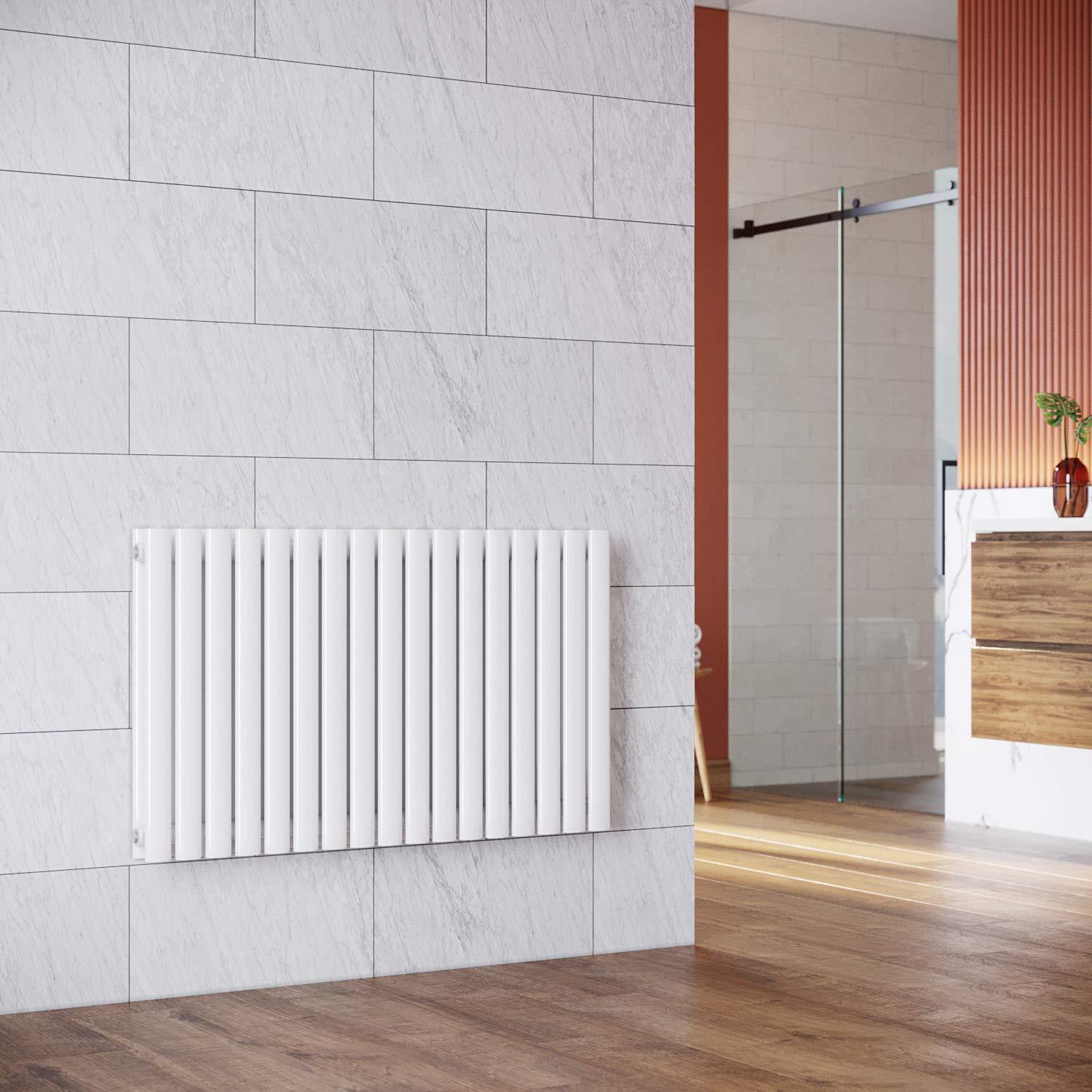 ELEGANT Designerskie rury grzejniki 600x1003 mm biały dwuwarstwowy grzejnik panelowy poziomy ogrzewanie przyłącze boczne