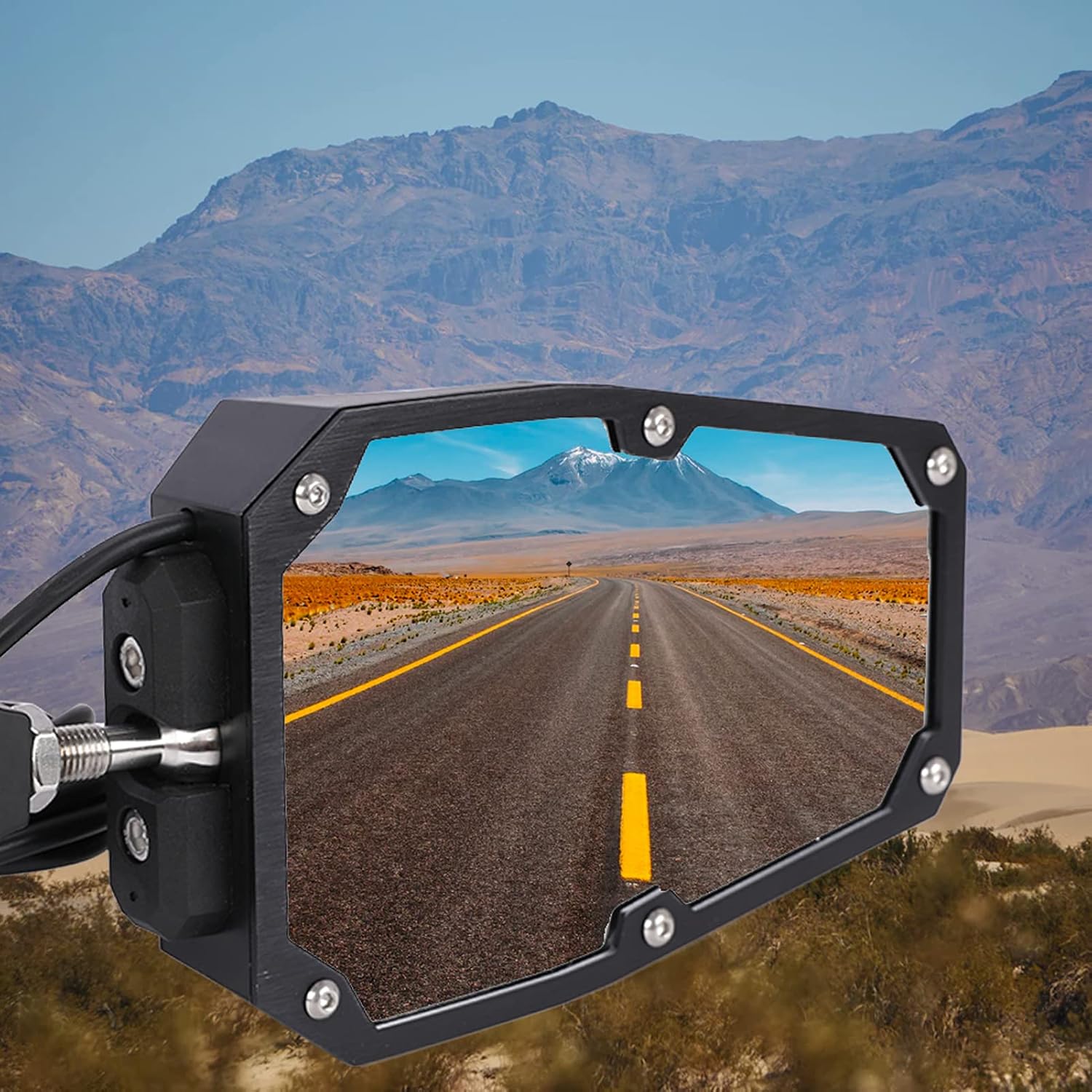 UTV ATV Rear View Mirrors with LED Lights, 1.75-2 Inch Roll Bar Cage Offroad Side Mirrors with Replaceable Black Blue Red Inserts