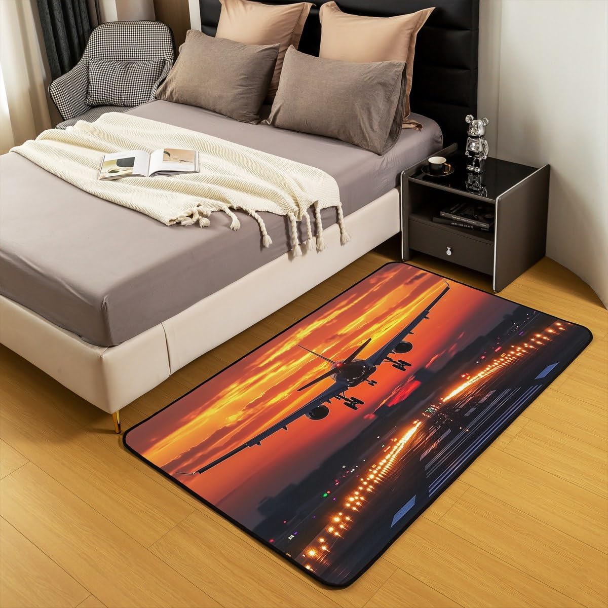 Homewish Tapis Salon Avion Moderne Tapis Chambre Avions Aériens Tapis Sol 100x150 pour Enfants Adolescents Adultes,Transport Tapis de Salon Avion pour Salon,Chambre,Porte,Buanderie