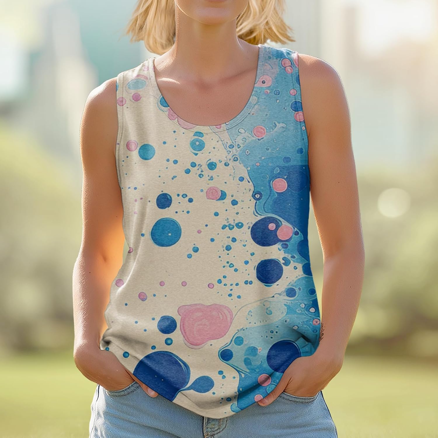 Stylish Women's Crewneck Tank Tops Outdoor Trendy Yoga Workout Shirts Cropped Sleeveless Tshirts Multicolor - Image 2