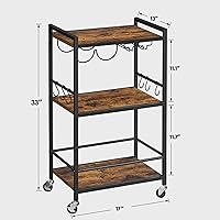 Vista 6 de TUTOTAK Carrito de bar, carrito de servicio para bar doméstico, carrito para microondas, carrito de bebidas, estante de cocina móvil con botellero