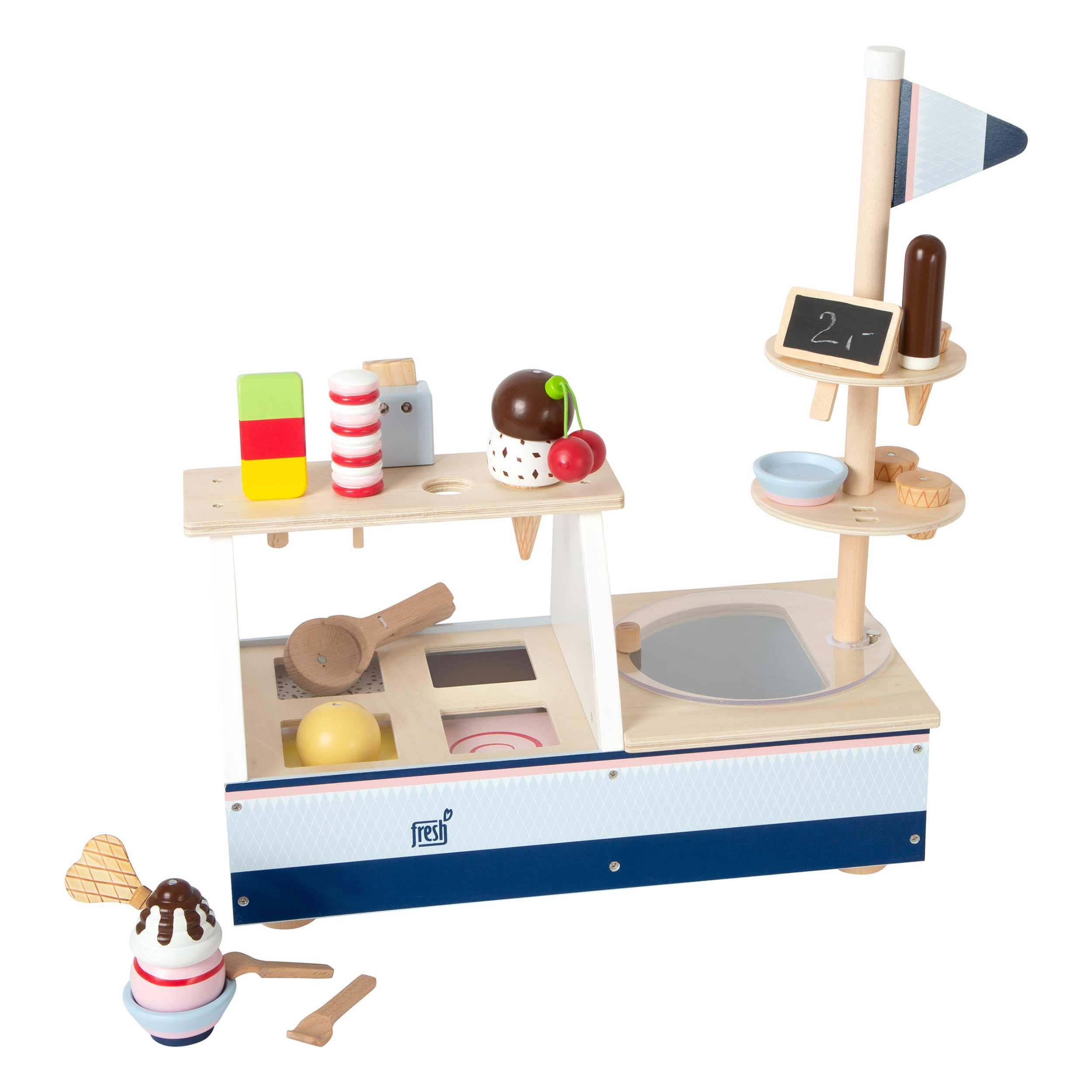 small foot Eistheke "fresh" aus Holz, Zubehör für Kinderküche und Kaufmannsladen, ab 3 Jahren, 11815