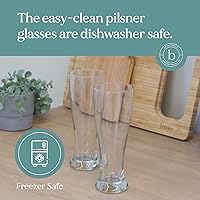 Vista 2 de brimley Juego de 4 vasos de cerveza nucleados Pilsner de 16 onzas, vasos de cerveza artesanales para Pilsners y otras cervezas más ligeras, aptos