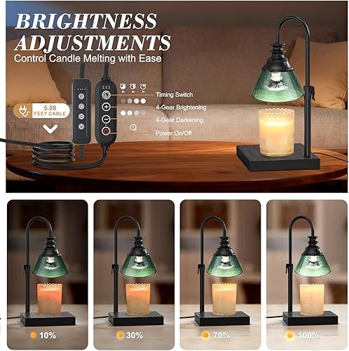 Miniatura 3 de Uflatek Lámpara eléctrica calentadora de velas con temporizador, lámpara de vela regulable de altura ajustable con 2 bombillas, calentador de velas