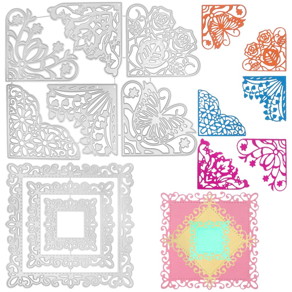 Matrices de découpe métal scrapbooking fleurs papillons et cadre