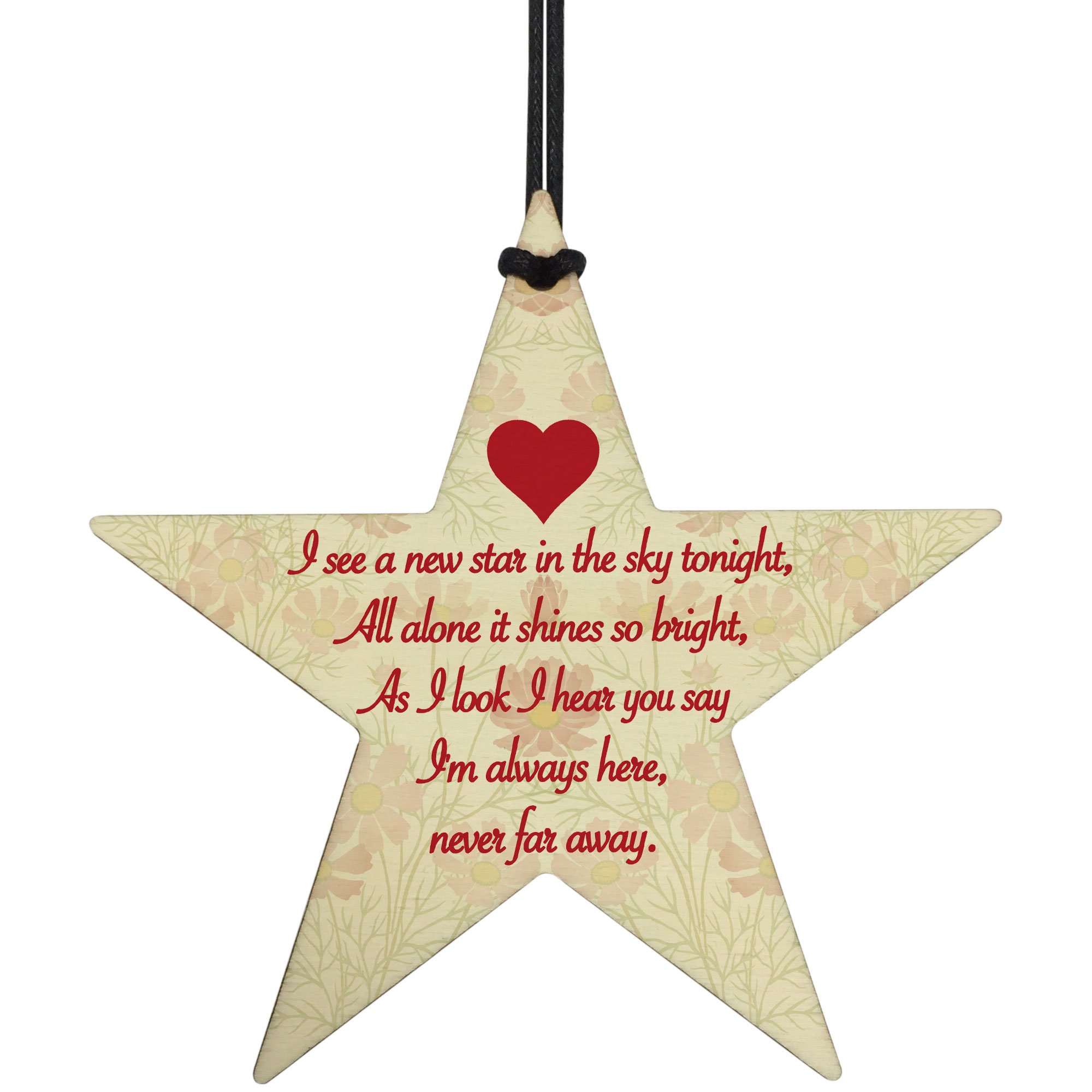 Red Ocean Star In The Sky Memorial Bereavement Grief Gift Hanging Plaque Xmas Tree Decoration Sign