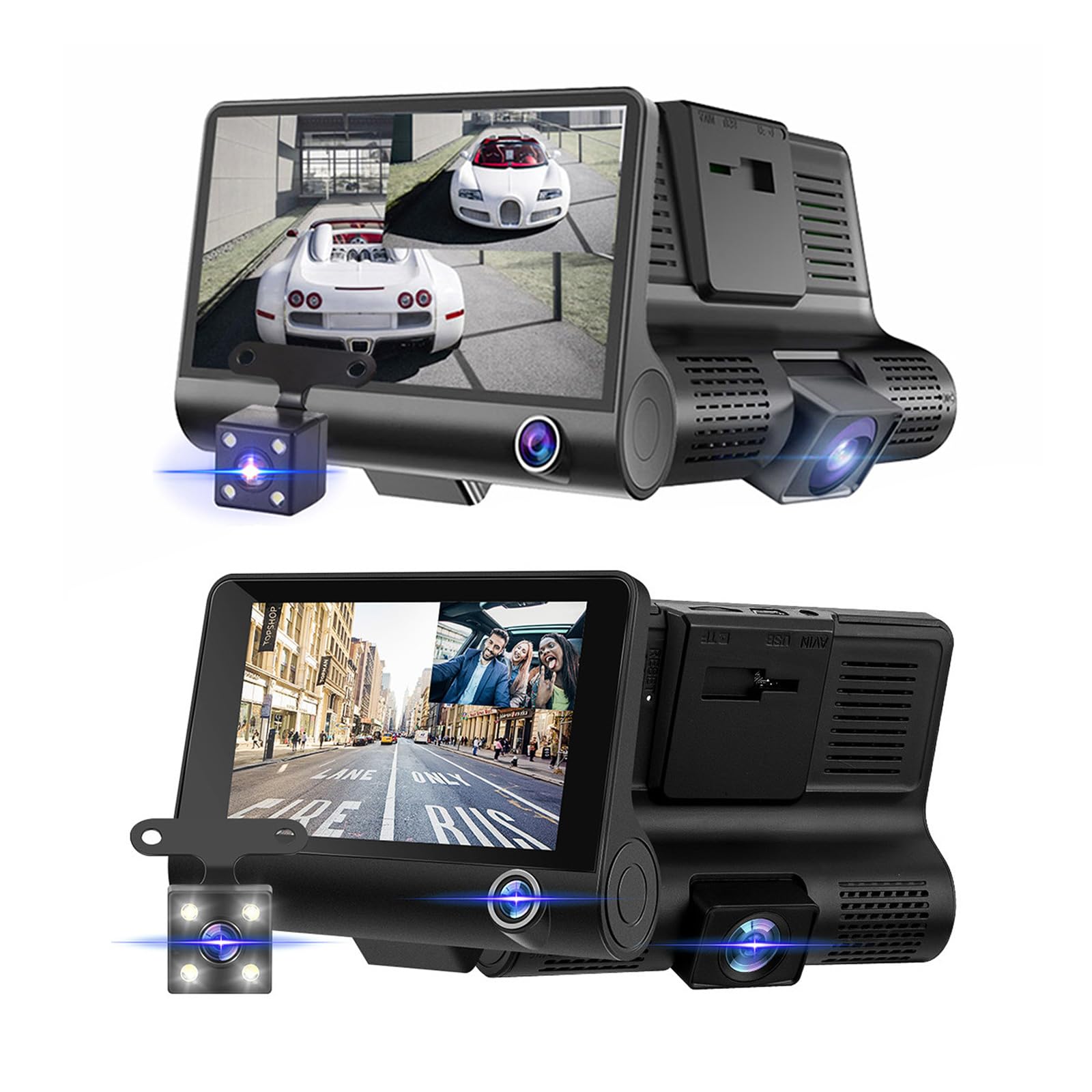 Auto DVR 3 Obiettivo Della Macchina Fotografica Pollici Doppia Lente Vista Videoregistratore Registratore Automatico