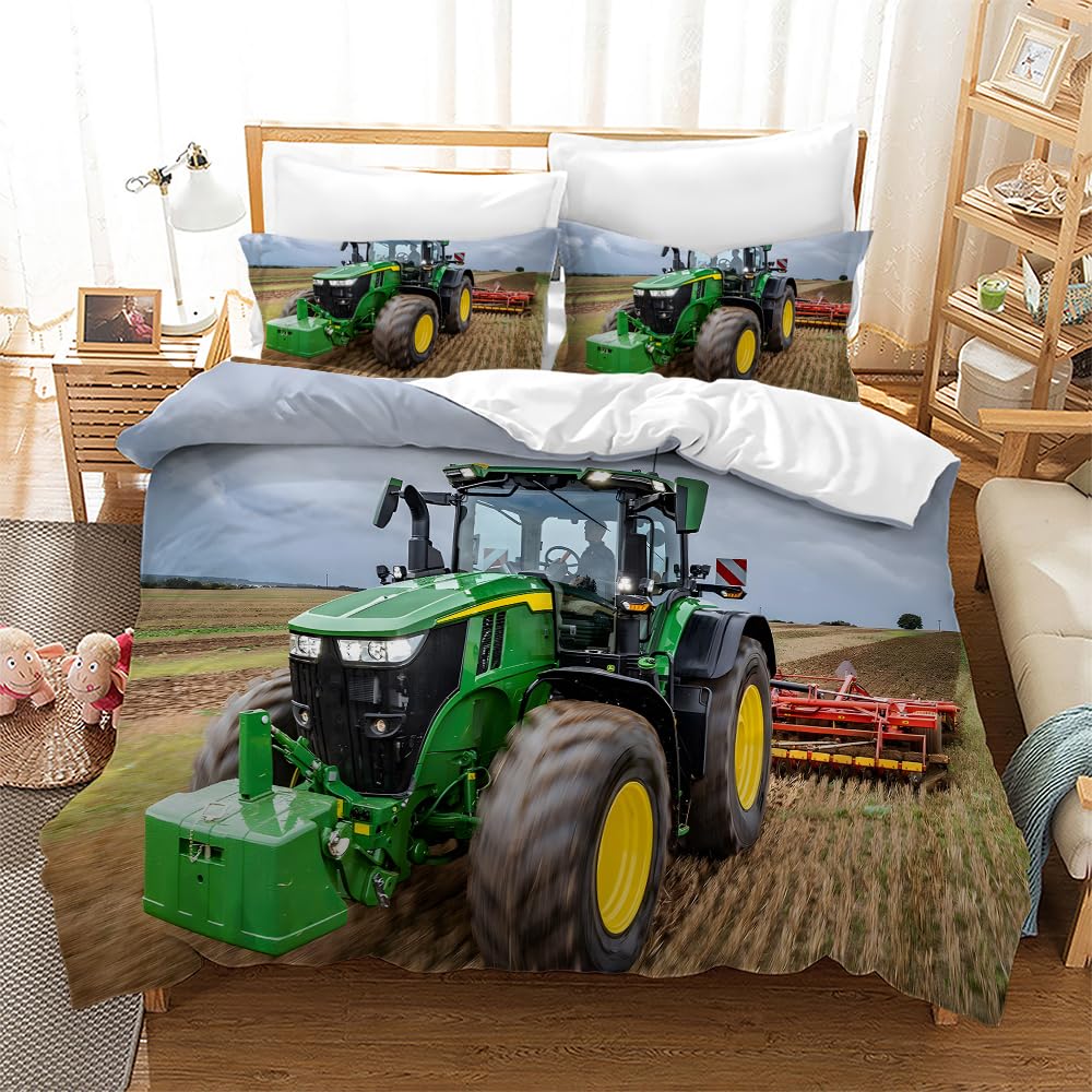 Housse de couette tracteur anti-pli en microfibre 200x200 pour lit d'adolescent