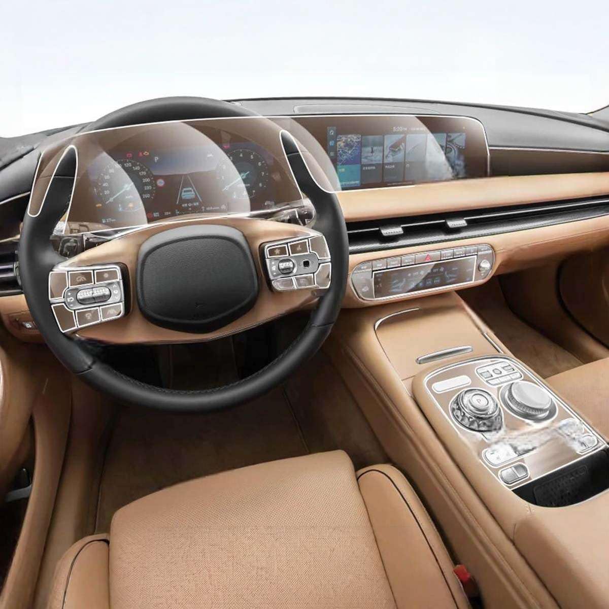 Car Interior Center Console Media Dashboard Navigation TPU Protector Film Anti-Scratch, for Genesis G90 2026