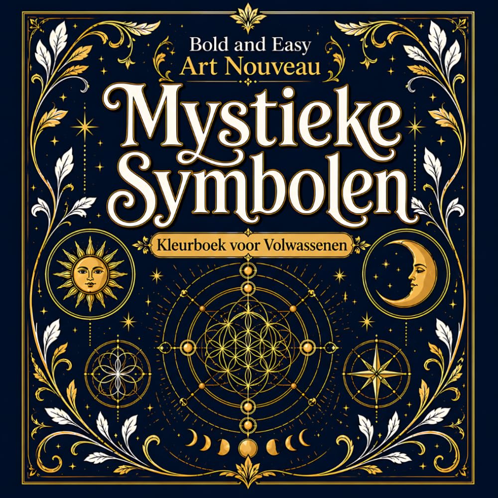 Bold and Easy Art Nouveau Mystieke Symbolen: Kleurboek voor Volwassenen met Heilige Geometrie, Spirituele Iconen en Decoratieve Patronen