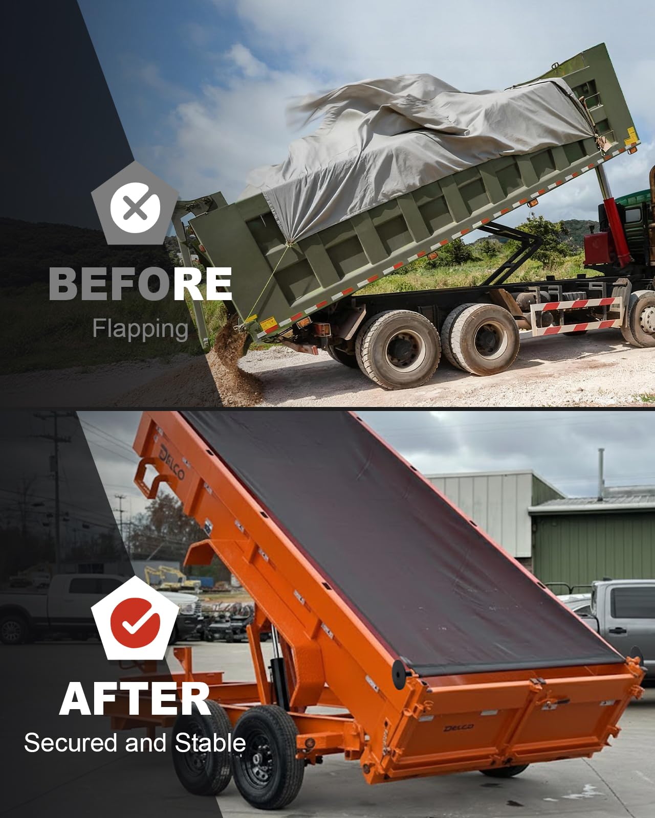 Dump Trailer Tarp Retention Bar, verstellbar 193–279,4 cm | Dreiteiliges Stahldesign, Anti-Sail-Unterstützung, Stellschrauben, Sechskantschlüssel, Schutzbeschichtung
