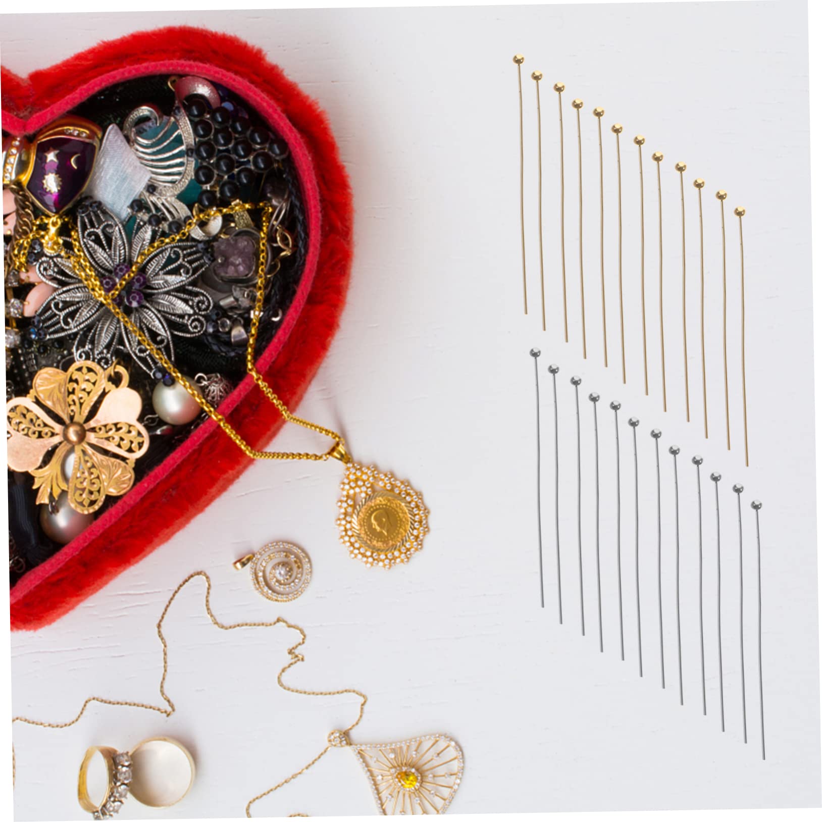 Beatifufu DIY Charm Bracelet Making Kit 400pcs Ball Pins Jewelry Headpin Beading Jewelry Pin Reusable Headpin