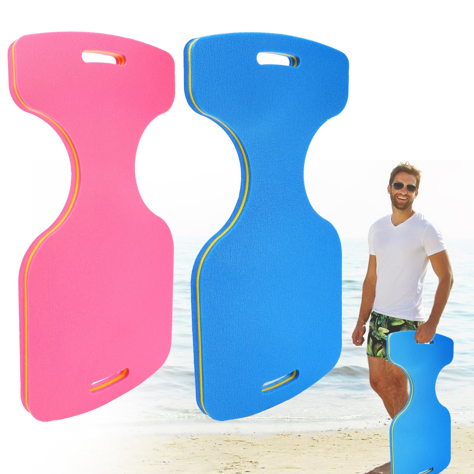 2 pcs Comfortable Foam Water Saddle - Durable Pool Floats for Adults Teenage, Load-Bearing 180 Lb Lake Floaties, 31.5''L Blue&Pink