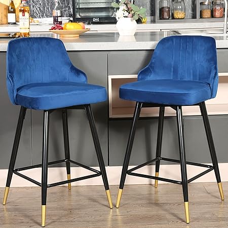 Amazon.com: Velvet Counter Stools Set of 4 - Upholstery Barstools Bar Stools Counter Height ...